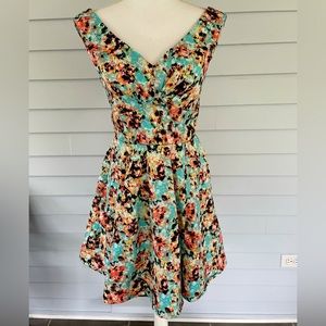 Size Small, XA Floral V-Neck Fit & Flare Mini Dress